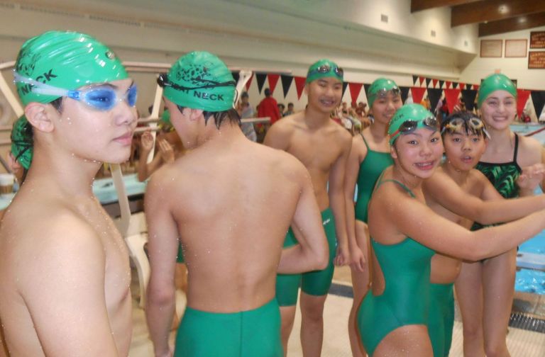 Great Neck Froggies swim against Syosset Stingrays