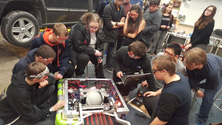 Great Neck South High School students doing ‘the robot’ Great Neck South High School students doing ‘the robot’