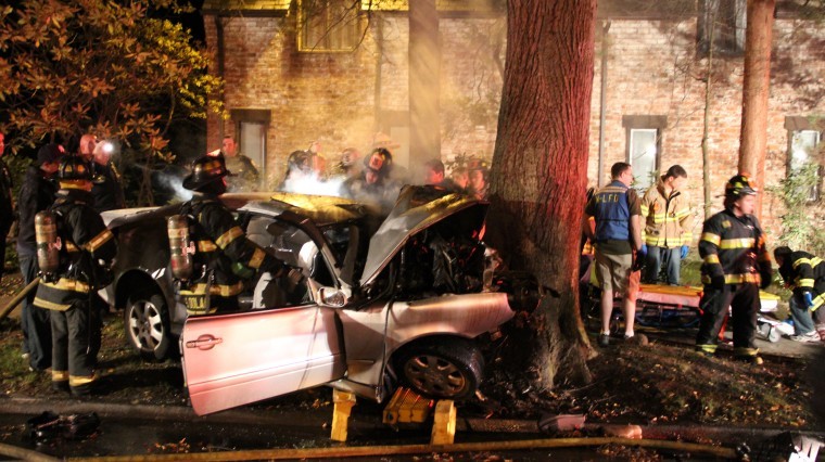 Great Neck teen saved from burning car Great Neck teen saved from burning car