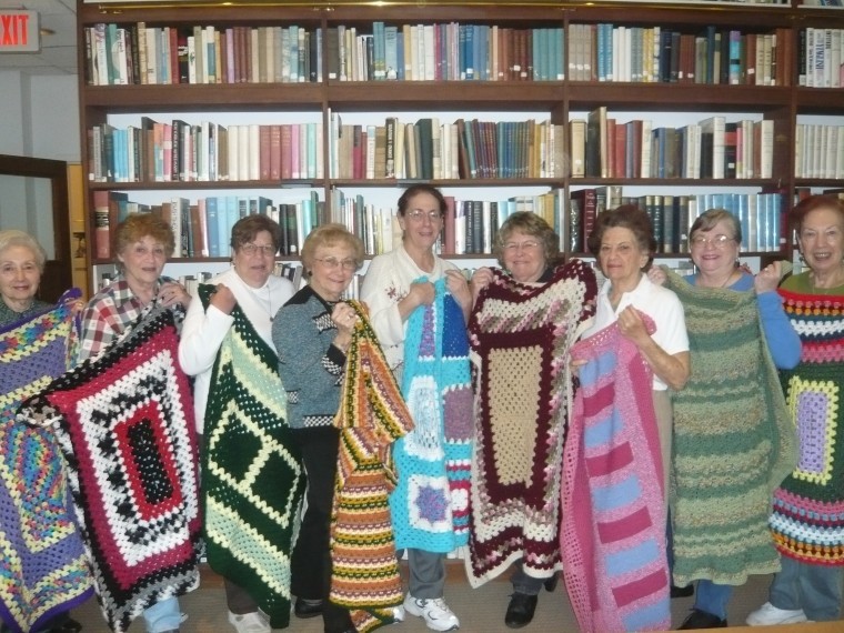 Knitting group comes together in service