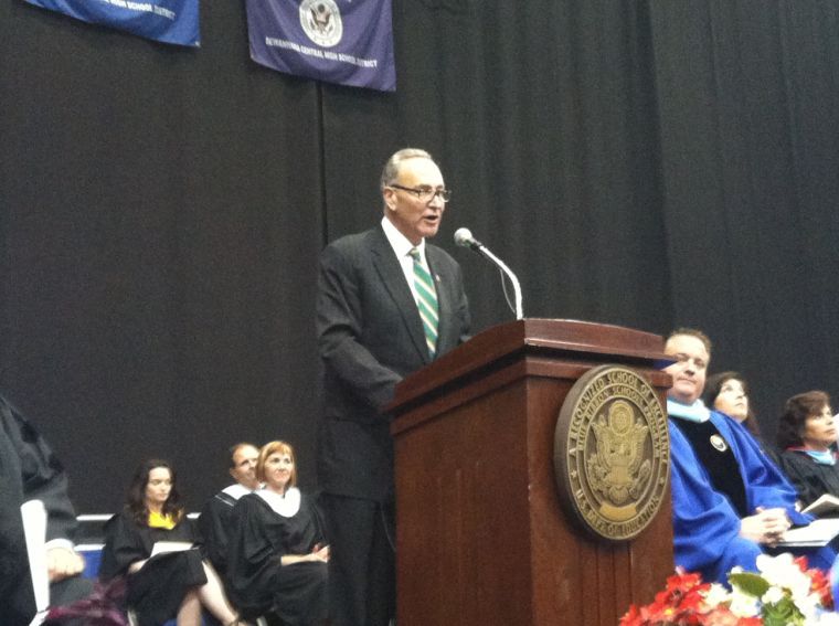 Schumer drops in on NHP commencement