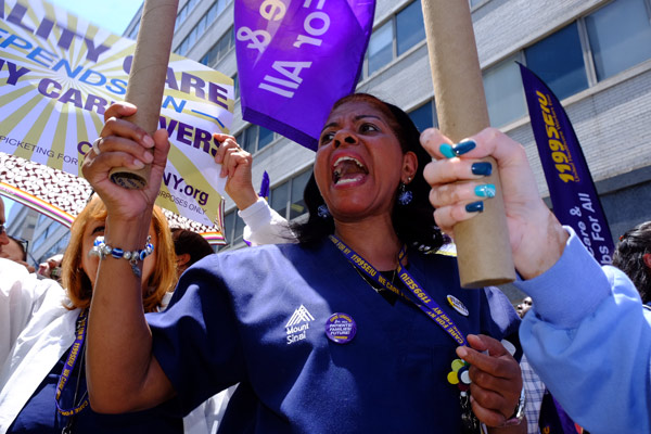 Health-care union begins picketing