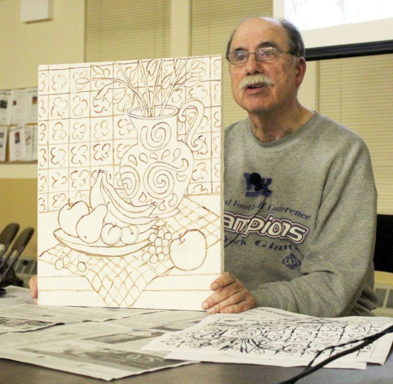 Artist shares methods at art league meeting Artist shares methods at art league meeting