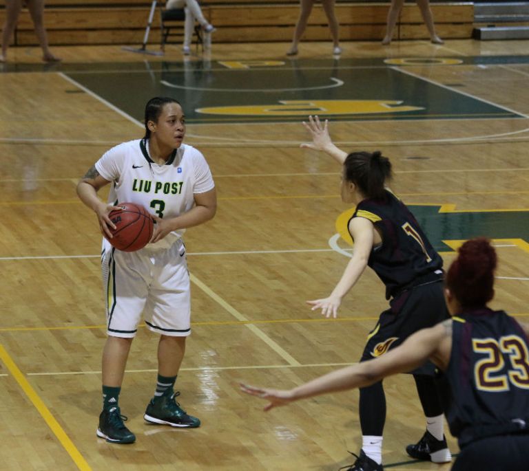LIU Post Lady Pioneers split versus ECC foes