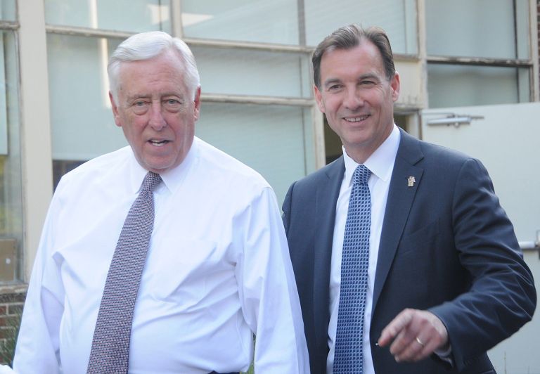 House whip Steny Hoyer rallies with Suozzi