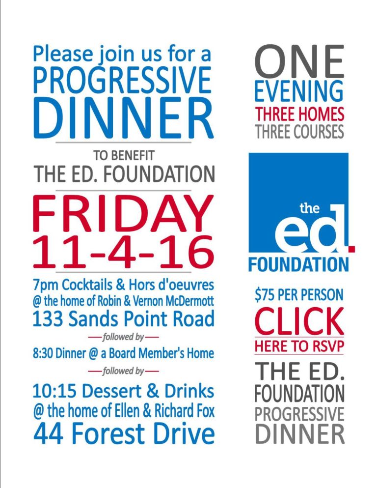 Ed. Foundation to hold progressive dinner