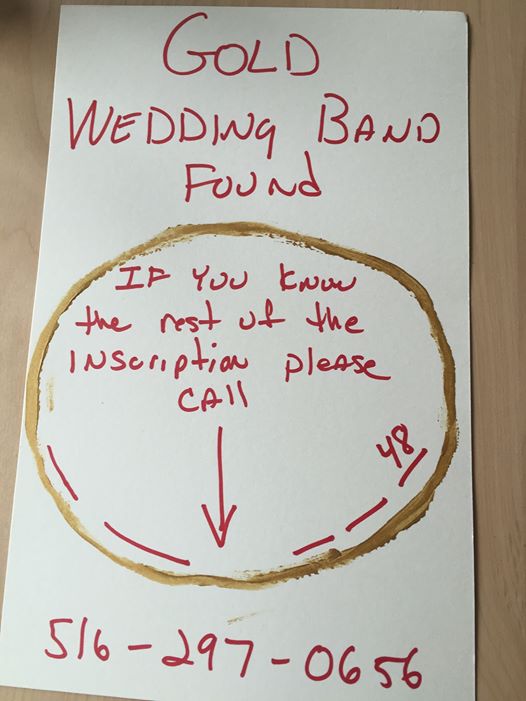 Roslyn man seeks owner of lost wedding ring Roslyn man seeks owner of lost wedding ring