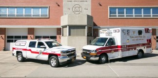 Two of Vigilant Fire Company’s newest paramedic response vehicle and ambulance sit stationed outside the firehouse. (Photo courtesy of Vigilant Fire Company)