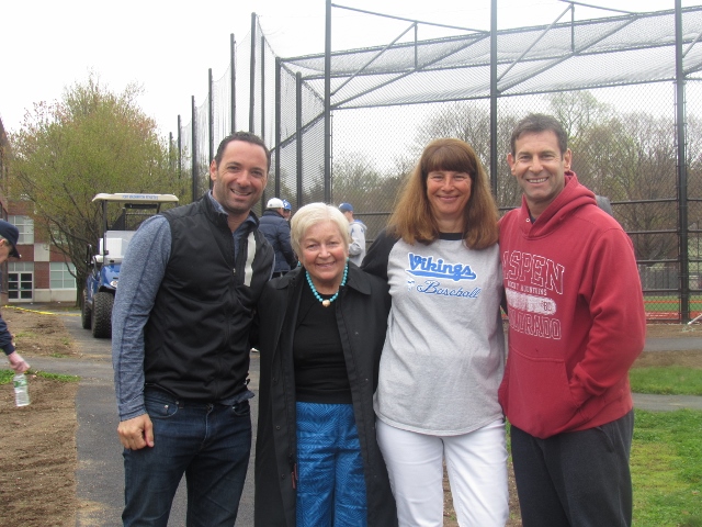 Port Washington Baseball Booster Club Vice President Ed Esposito, community resident Adrienne Thomson, treasurer Georgine Hertzwig, and president Rick Delmonte (Photo by Gregory Giaconelli)