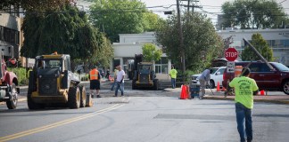 American Paving and Masonry will continue to do road repairs throughout Great Neck Plaza. (Photo by Janelle Clausen)