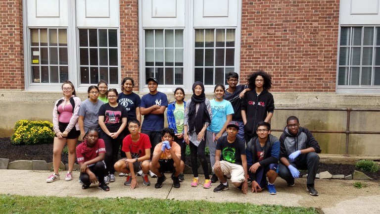 Sewanhaka Green Club cleans up the courtyard Sewanhaka Green Club cleans up the courtyard