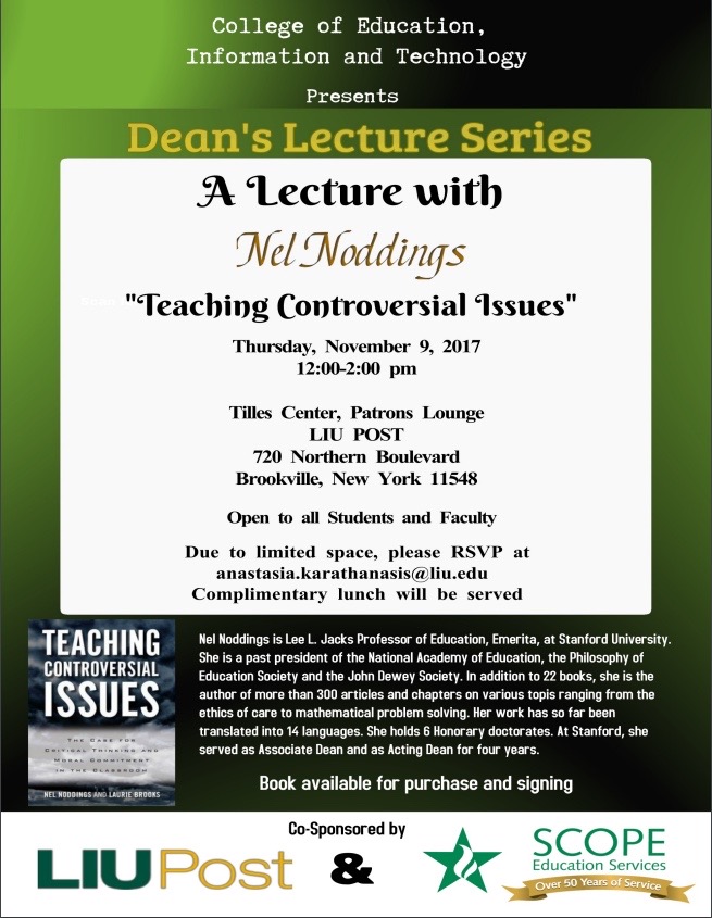 Nel Nodding to discuss book on teaching critical thinking