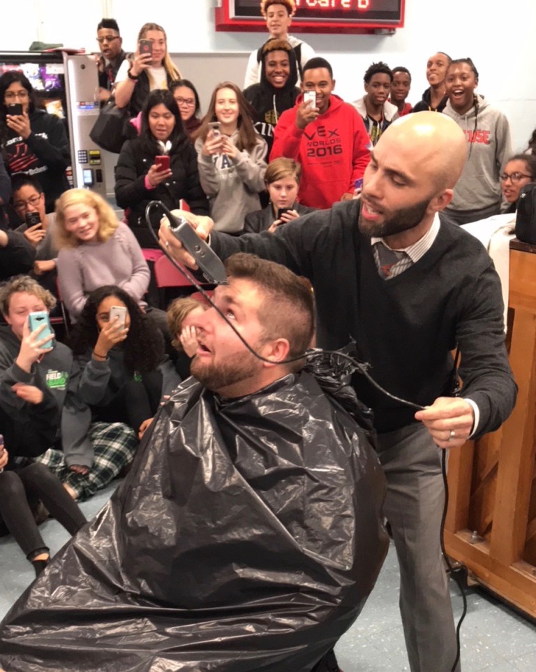 Floral Park band director gets a special haircut