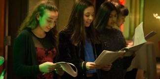 Members of Great Neck High School's choir sang at the Inn at Great Neck's annual Christmas tree lighting party on Wednesday night, a tradition many of them have been involved in since their freshman year. (Photo by Janelle Clausen)