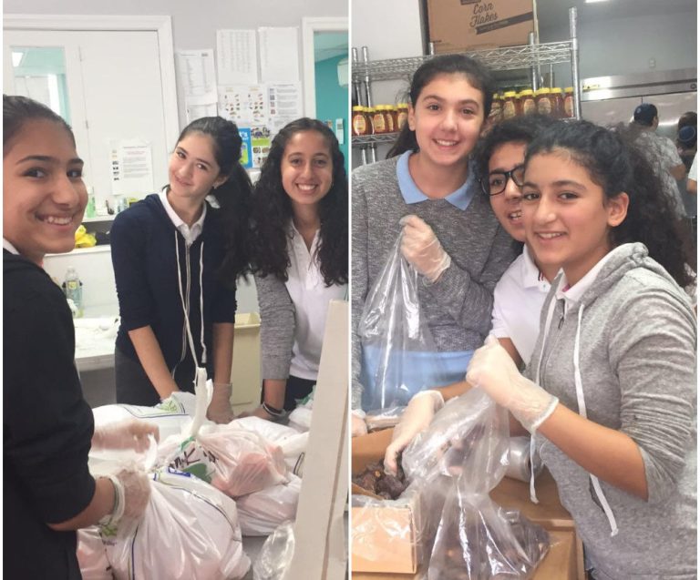 Silverstein Hebrew Academy students give to the needy during the Jewish New Year