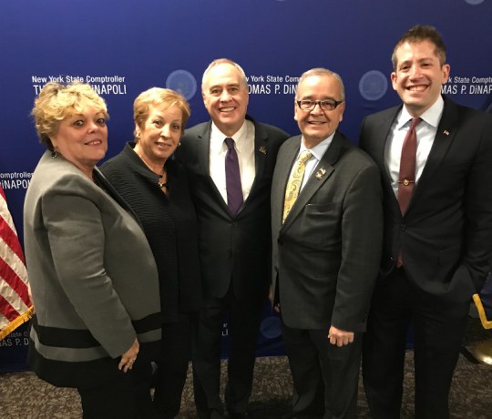 Deborah Girgenti, Assemblyman D’Urso’s Albany office director; Maria D’Urso; NYS Comptroller Thomas DiNapoli; Assemblyman Anthony D’Urso and Great Neck Attorney Michael Weinstock.(Photo courtesy of Assemblyman Anthony D'Urso's office)