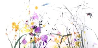 The Long Island Sumi-e Society's “Fragrance of Ink” exhibit will be coming to the Great Neck Library. Above is Wildflowers by Sungsook Setton. (Photo courtesy of the Great Neck Library)
