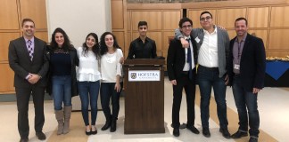 Six juniors from the North High School Athletic Leadership Club joined students from all over Nassau County for the 15th Annual Student Athletes as Leaders: Leadership On and Off the Field conference at Hofstra University. (Photo courtesy of Great Neck Public Schools)