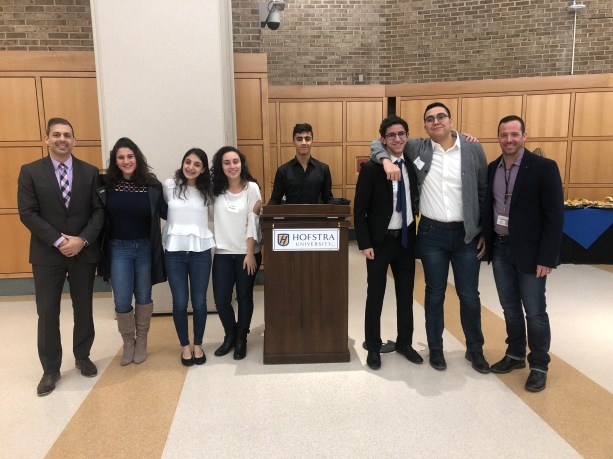 Six juniors from the North High School Athletic Leadership Club joined students from all over Nassau County for the 15th Annual Student Athletes as Leaders: Leadership On and Off the Field conference at Hofstra University. (Photo courtesy of Great Neck Public Schools)