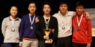 The South High team with their Regional Science Bowl trophy. (Photo courtesy of Brookhaven National Laboratory)