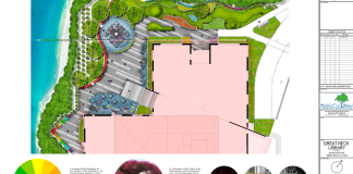 A slide of the proposed landscape changes by Bayview Landscape Architecture. (Photo from the Great Neck Library website)