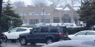 Great Neck Plaza, as seen here on one of my stormy days this month, was one of many villages that had to tweak their schedules because of snow. (Photo by Janelle Clausen)