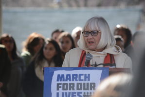 Town Supervisor Judi Bosworth, who served on the Great Neck Board of Education for 16 years, said she stands with the students pushing for changes to gun laws. (Photo by Janelle Clausen)
