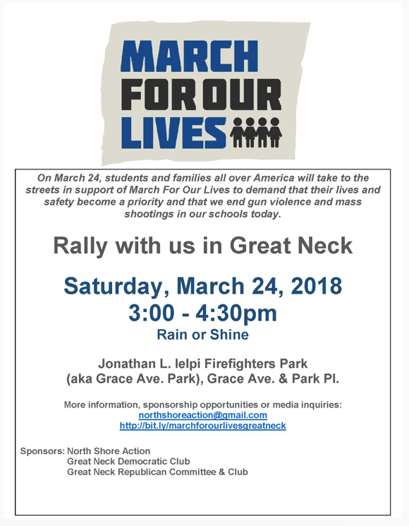 March for Our Lives rally planned for Great Neck March for Our Lives rally planned for Great Neck