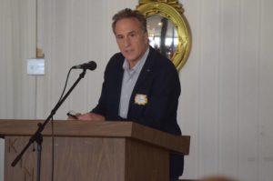 Capt. Jack Buono addresses a crowd of current students and Kings Point alumni, saying he looks forward to the day where men and women face "equal challenges." (Photo courtesy of Emily Gramer)