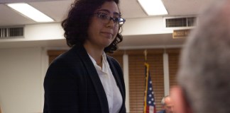 Rebecca Davoudian, a secretary for the citizens advisory committee, presented its findings to the Board of Trustees and the public. (Photo by Janelle Clausen)