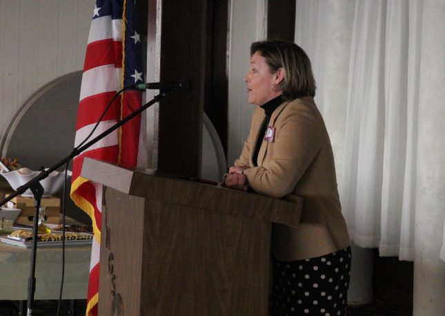 Susan Winfree, a 1985 graduate of the academy, was one of three women speakers to share their experience and encourage young women to embrace the academy and unconventional careers. (Photo courtesy of Emily Garner)
