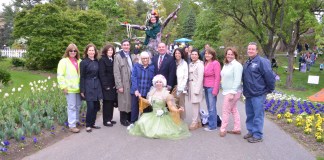 Fairies from the National Circus Project at the Clark Garden Spring Festival pose with local officials. (Photo courtesy of the Town of North Hempstead)