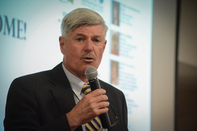 Retired Detective Rory Forrestal fields audience questions after the panel discussion. (Photo by Janelle Clausen)