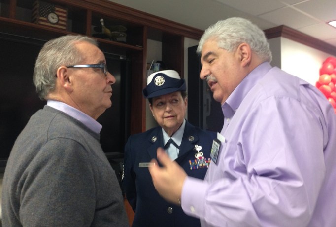 Assemblyman Anthony D’Urso, Sandy Oliveti, CMS. USAF. Retired and Fred S. Sganga, Executive Director of the Long Island State Veterans Home at Stony Brook University. (Photo courtesy of Assemblyman Anthony D'Urso's office)