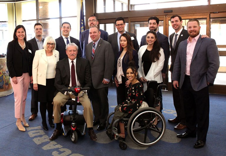 Town officials celebrate Viscardi Center’s door frame expansion project