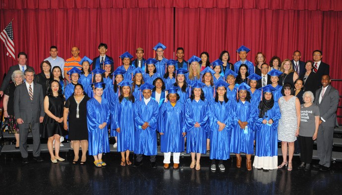 Great Neck Adult Learning Center graduates have earned citizenship, English proficiency and high school equivalence diplomas. (Photo by Irwin Mendlinger)