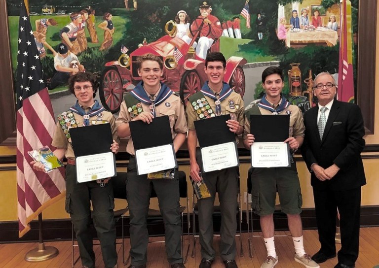 D’Urso salutes new Plandome Troop Eagle Scouts