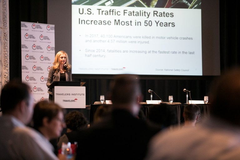 Travelers Institute leads distracted driving sessions at Roslyn High School