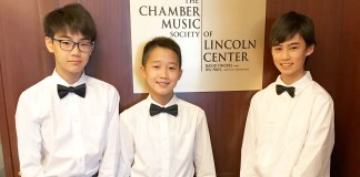 Three musicians from Great Neck South Middle School performed at the Lincoln Center. (Photo courtesy of the Great Neck Public Schools)