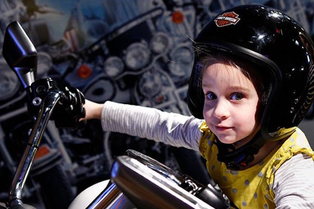 A motorcycle exhibit for kids