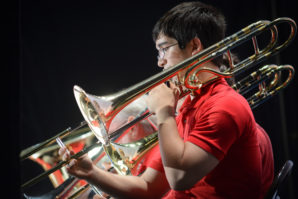 The Band of Long Island utilized trumpets, horns, and all sorts of percussion to deliver an array of classic songs. (Photo by Janelle Clausen)