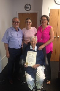 Assemblyman Anthony D’Urso with Doris Katz and her daughters Andrea and Patty. (Photo courtesy of Assemblyman Anthony D'Urso's office)