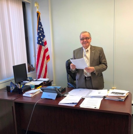 Assemblyman Anthony D’Urso, seen here at his desk, said he is pleased that the state plans to disclose the chemicals in everyday products. (Photo courtesy of Assemblyman Anthony D'Urso's office)