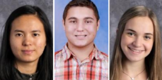 Yizhou Wang, Jonathan Goldman and Julia D. Kelly were each presented a scholarship from the Office Staff Association for the Great Neck Public Schools. (Photos courtesy of Joan Lazaunik)