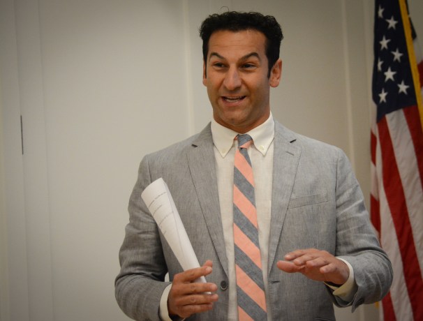 Great Neck Park District Superintendent Jason Marra explains the proposed budget for the Great Neck Park District. (Photo by Janelle Clausen)