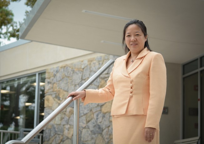 Qiping Zhang hopes to join the Great Neck Library Board of Trustees through a write-in campaign. (Photo by Janelle Clausen)