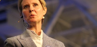 Cynthia Nixon, who is challenging Gov. Andrew Cuomo for the Democratic nomination for governor, blasted a mailer that sought to link her with anti-Semitism. (Photo by Rebecca Klar)