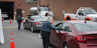 Great Neck Water Pollution Control District Commissioner Patty Katz and Reach Out America President Rita Hall collect expired and unused medications at the District’s recent Shed the Meds in June. (Photo courtesy of the Great Neck Water Pollution Control District)