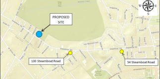 The proposed site of a community center for the United Mashadi Jewish Community of America is just down the road from its two other facilities. (Photo from Cameron Engineering)