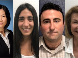 Mimi Hu, Chelsea Sassouni, Scott Sontag and Josie Pizer won their respective Great Neck Library trustee races. (Photos from the candidates)